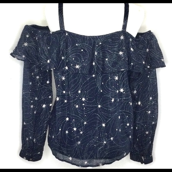 Floreal Spaghetti Straps off the Shoulder Long Sleeves Ruffled Top. - Picture 6 of 9